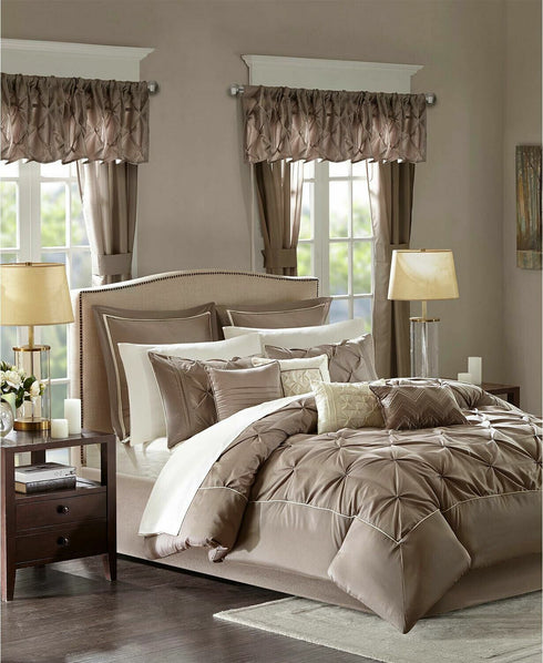 Madison Park Essentials Joella King 24-Pc. Taupe - New MSRP $550